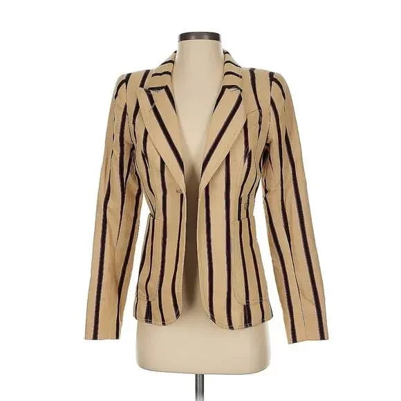 SMYTHE Duchess Striped Blazer US Size 6 Elbow Patches $795 MSRP Old Money - Picture 10 of 10